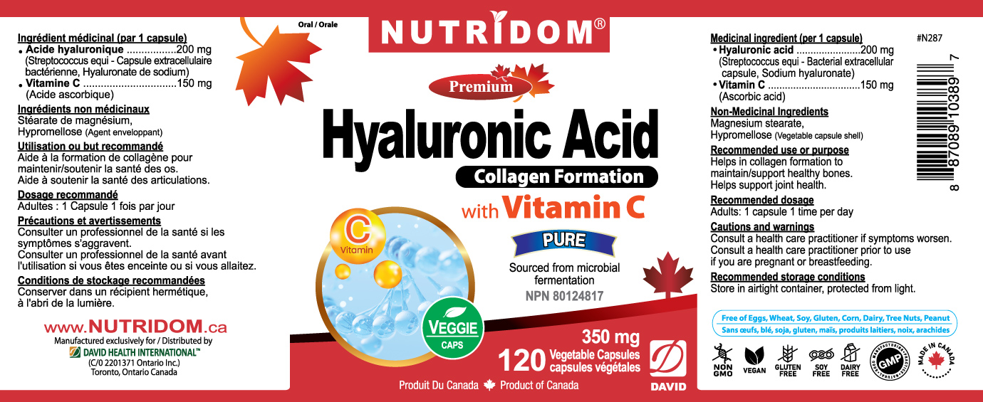 Nutridom Hyaluronic Acid with Vitamin C 120 Vcaps